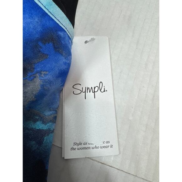 Sympli Womens Whisper Reversible Dress Front or Back Tie Blue Watercolor 4 NWT - Picture 4 of 8